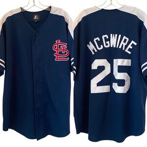 Starter Mark McGwire St. Louis Cardinals Jersey Blue MLB Baseball XL VTG 25 Sewn